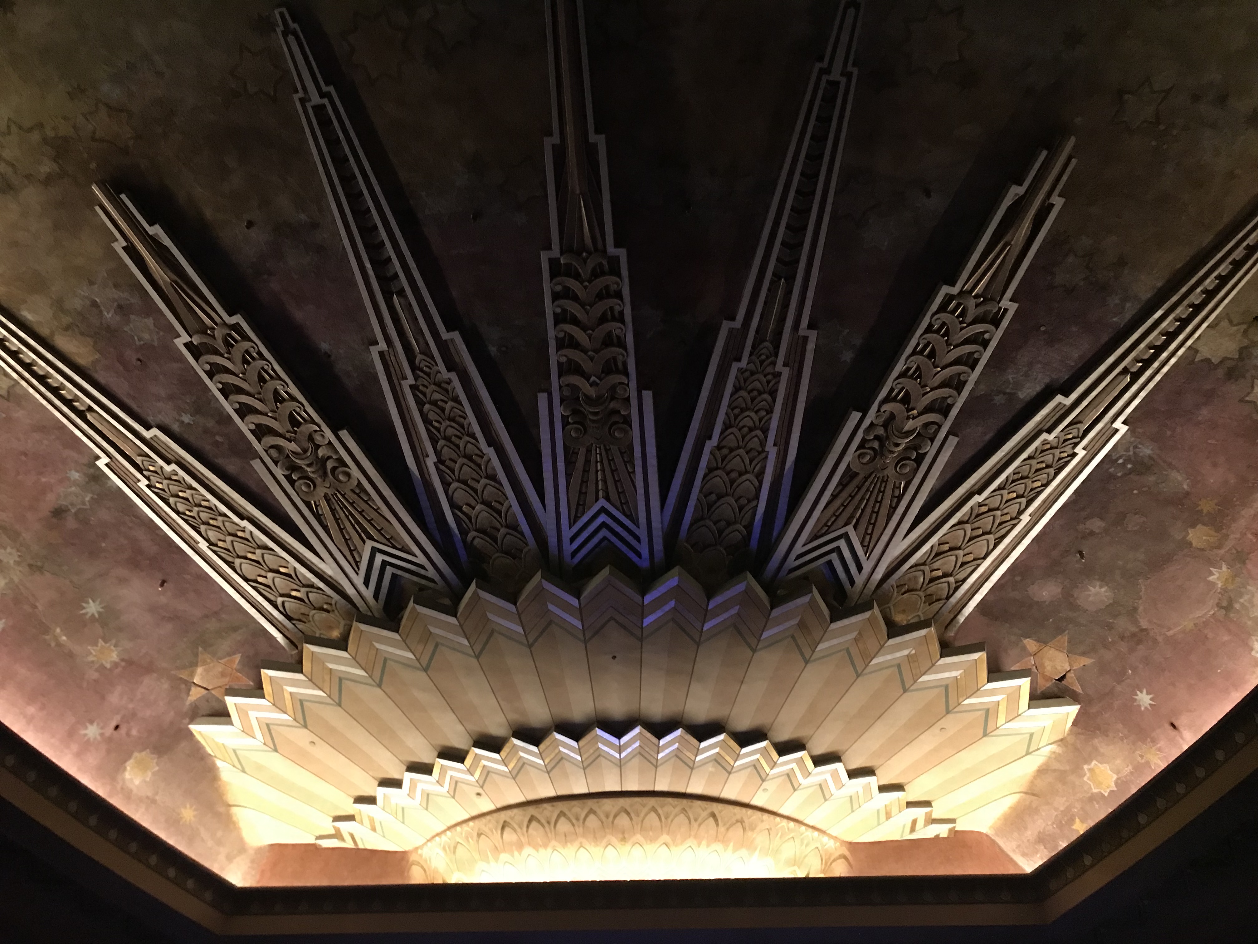 Art Deco ceiling embellishment inside the Wiltern.